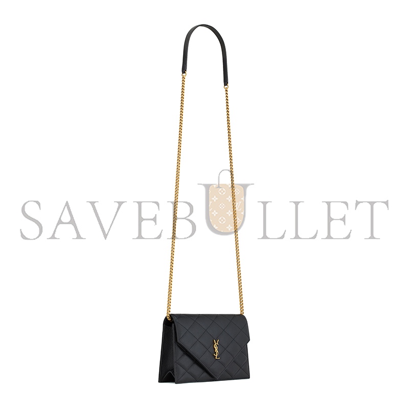 YSL PARIS CHAIN WALLET IN GRAIN DE POUDRE LEATHER 871149AAGOZ1000 (20*13*5cm)